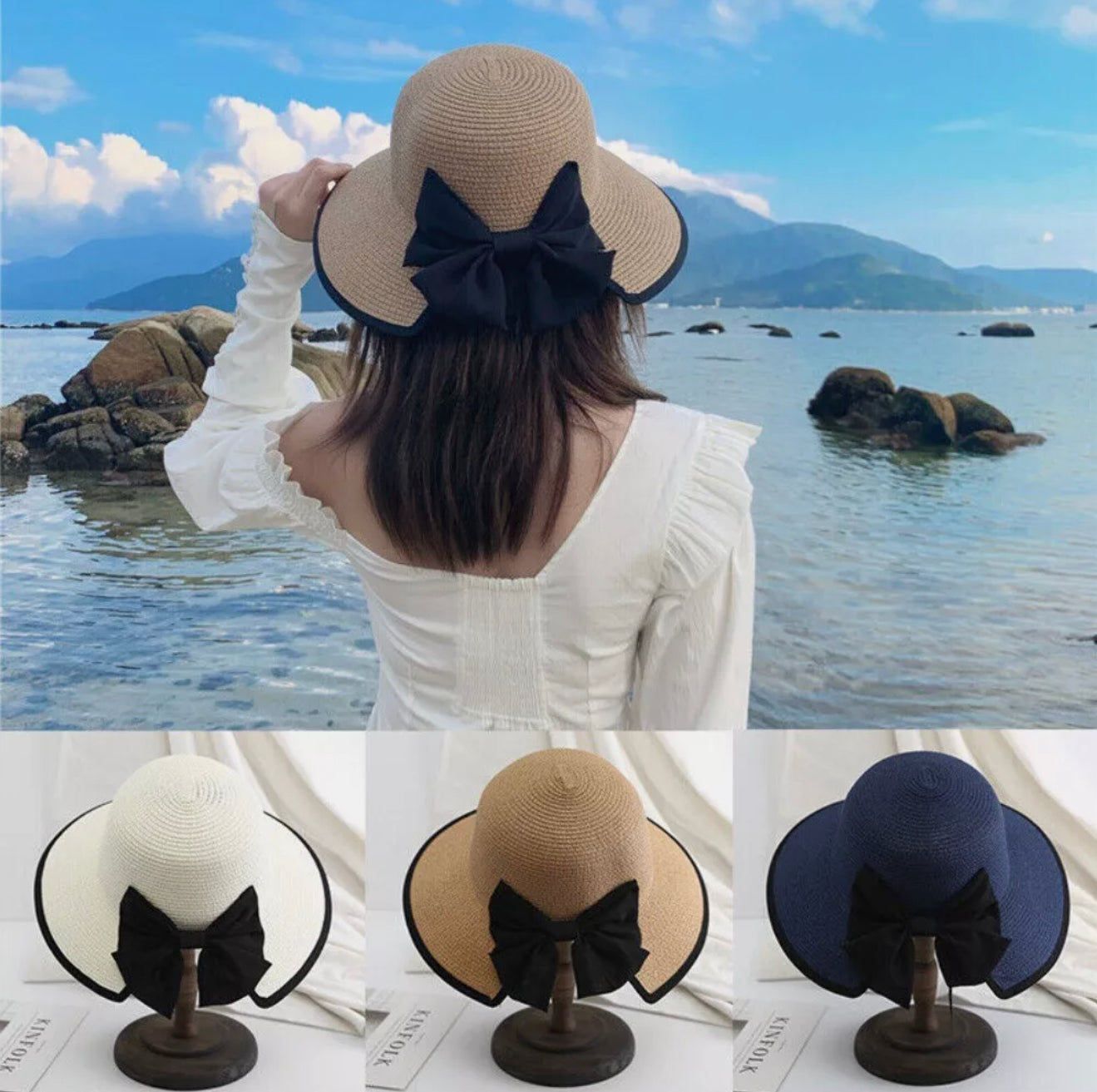 Women's Lightweight Straw Hat with Sun Protection - Elegant and Chic Summer Accessory