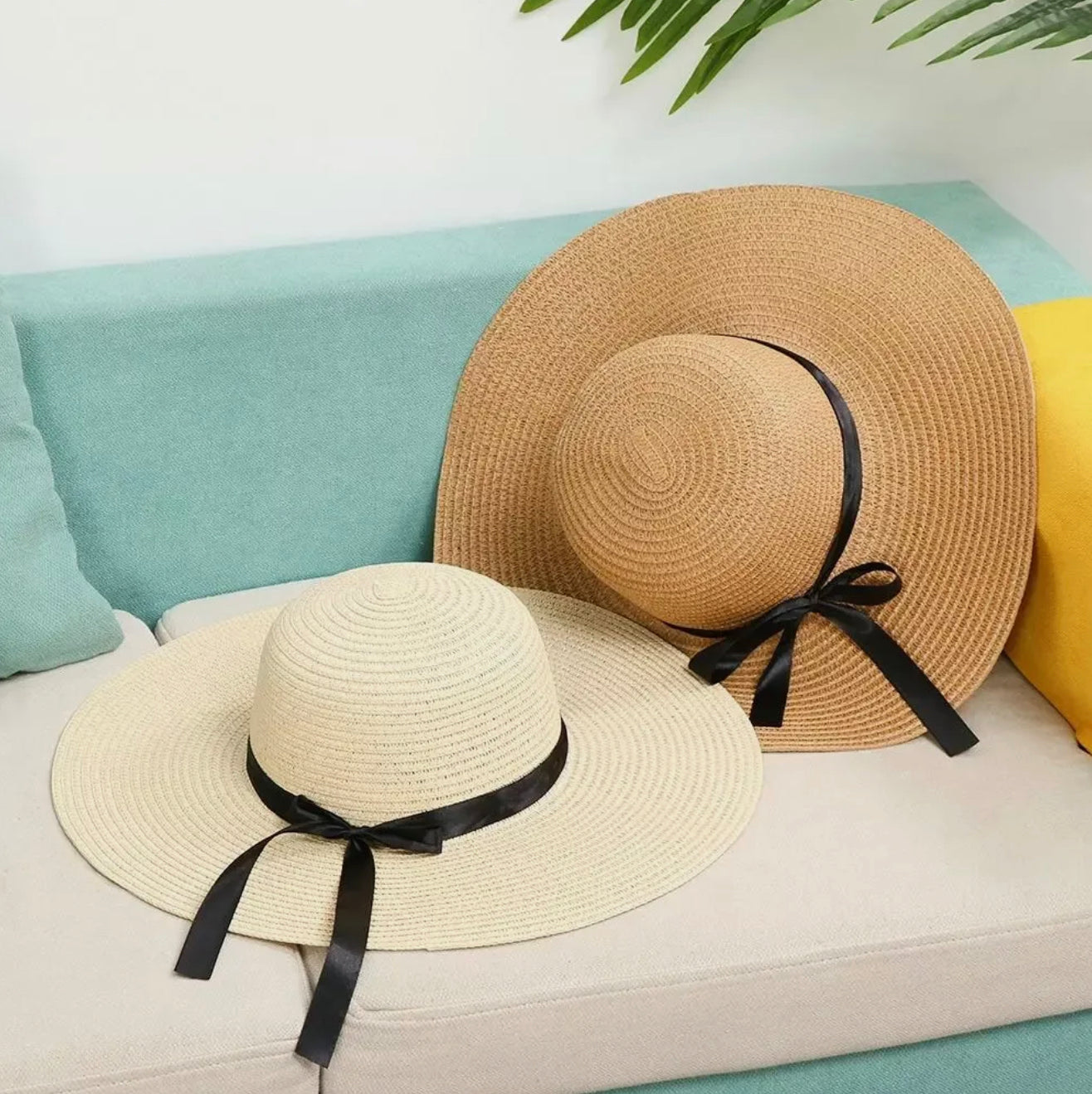 Women's Adjustable Straw Hat with Sun Protection - 12cm Brim Width, Summer Comfort