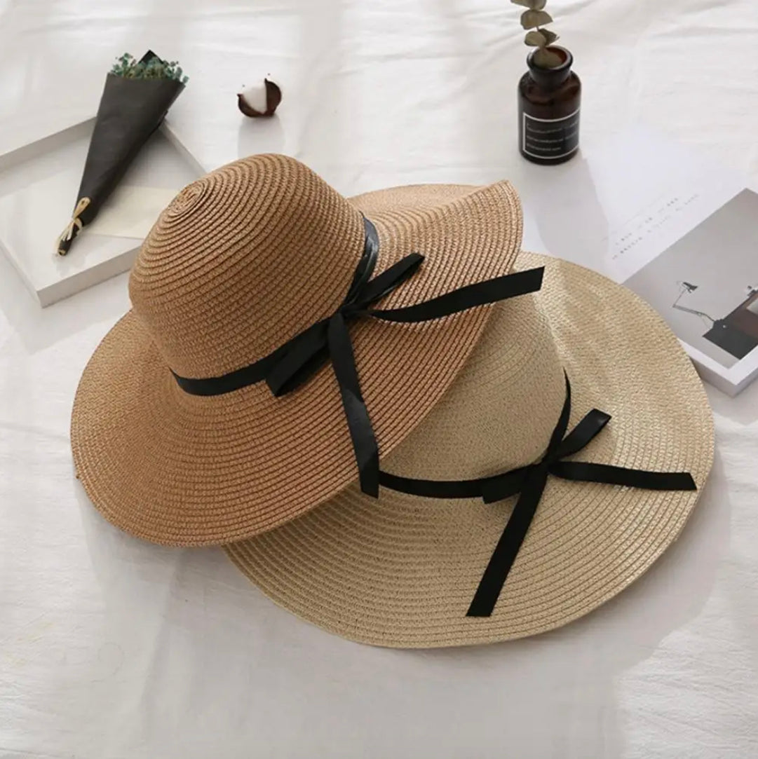 Women's Adjustable Straw Hat with Sun Protection - 12cm Brim Width, Summer Comfort