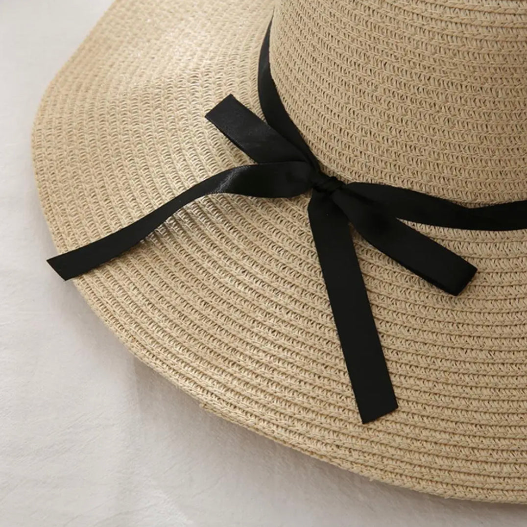 Women's Adjustable Straw Hat with Sun Protection - 12cm Brim Width, Summer Comfort