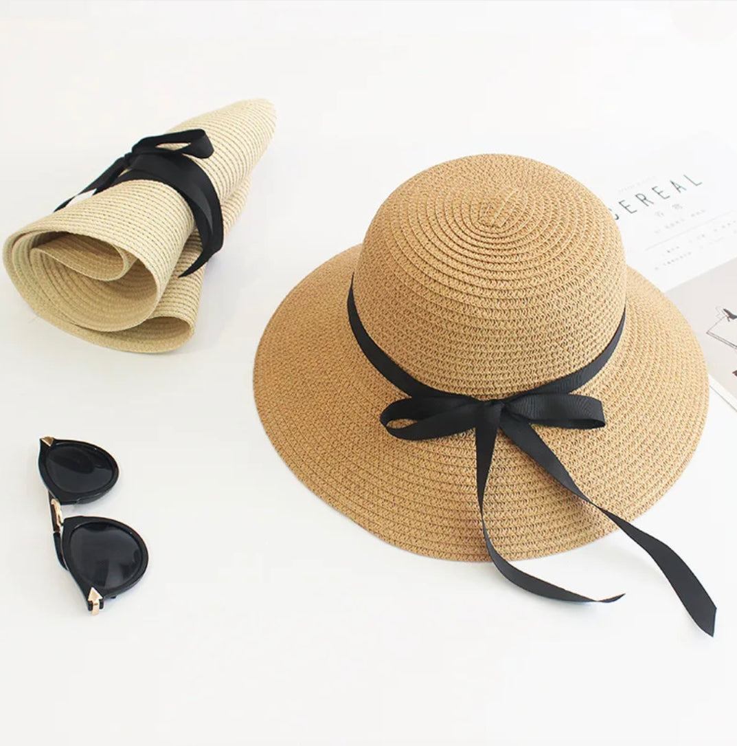 Women's Adjustable Straw Hat with Sun Protection - 12cm Brim Width, Summer Comfort
