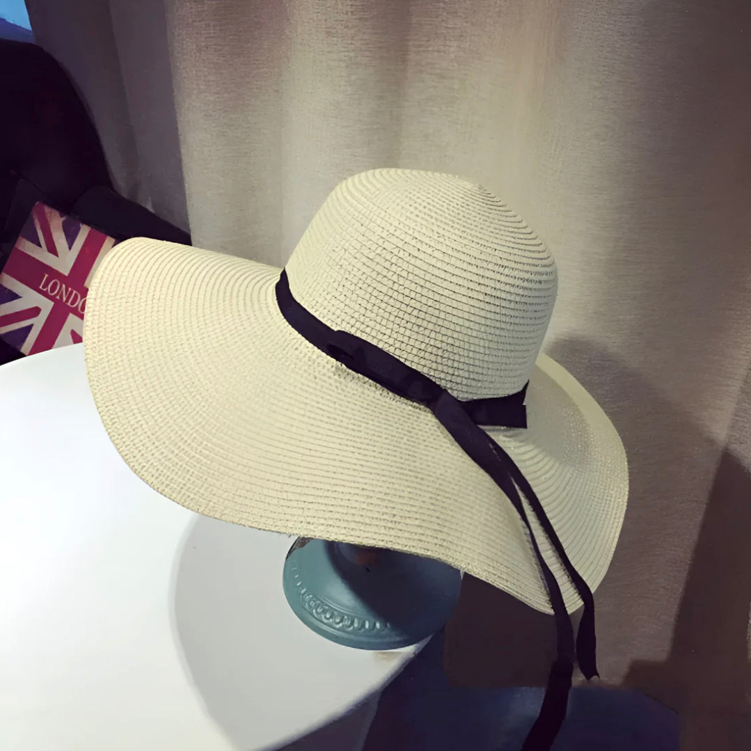 Chapeau de Paille Ajustable Femme avec Protection Solaire – Accessoire Estival Élégant 10 cm Bords