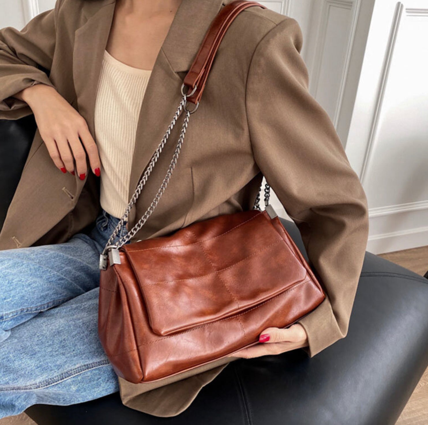 Sac à Bandoulière Femme en PU – 31x20x13 cm, Élégant et Pratique pour Sorties et Voyages