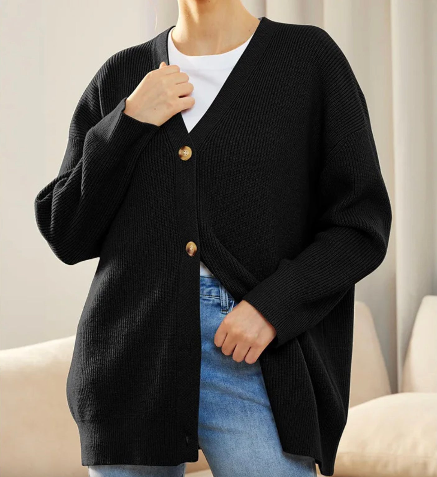 Cardigan Oversize Femme en Maille Douce – Confort et Élégance, Manches Longues, Fermeture à Boutons, Multi-Couleurs