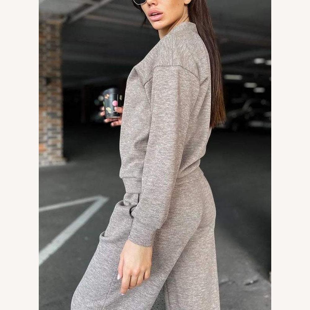 Ensemble Loungewear Femme en Maille Douce – Cardigan Ample et Pantalon Confortable Taille S à XL