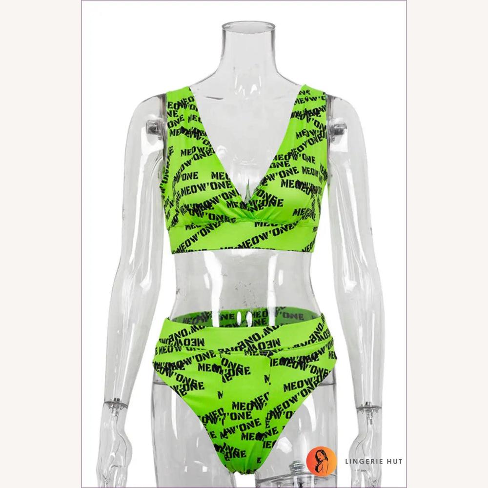 Bikini Fendu Boho à Taille Haute pour Femme – Imprimé Graphique Éclatant, Maillot de Bain Femme Chic pour l'Été
