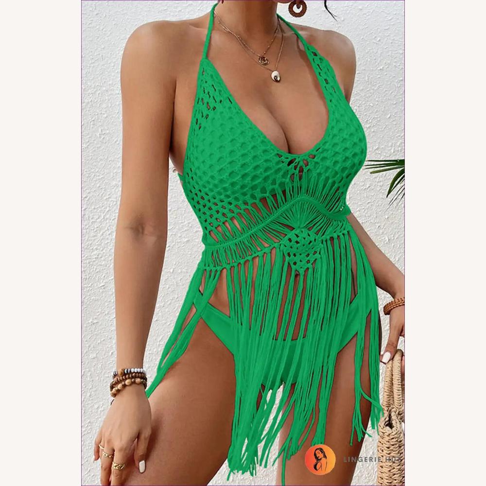 Haut Sans Manches Femme Boho Chic en Acrylique avec Franges – Top d'Été Tendance et Confortable