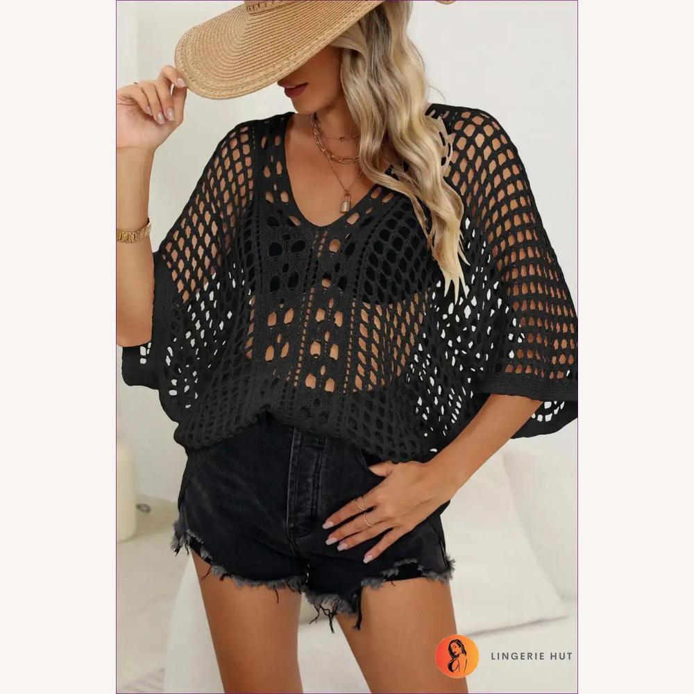 Chemisier Femme Boho en Dentelle Léger – Élégant Chemisier Chic Manches 3/4 pour l'Été