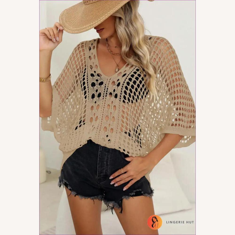 Chemisier Femme Boho en Dentelle Léger – Élégant Chemisier Chic Manches 3/4 pour l'Été
