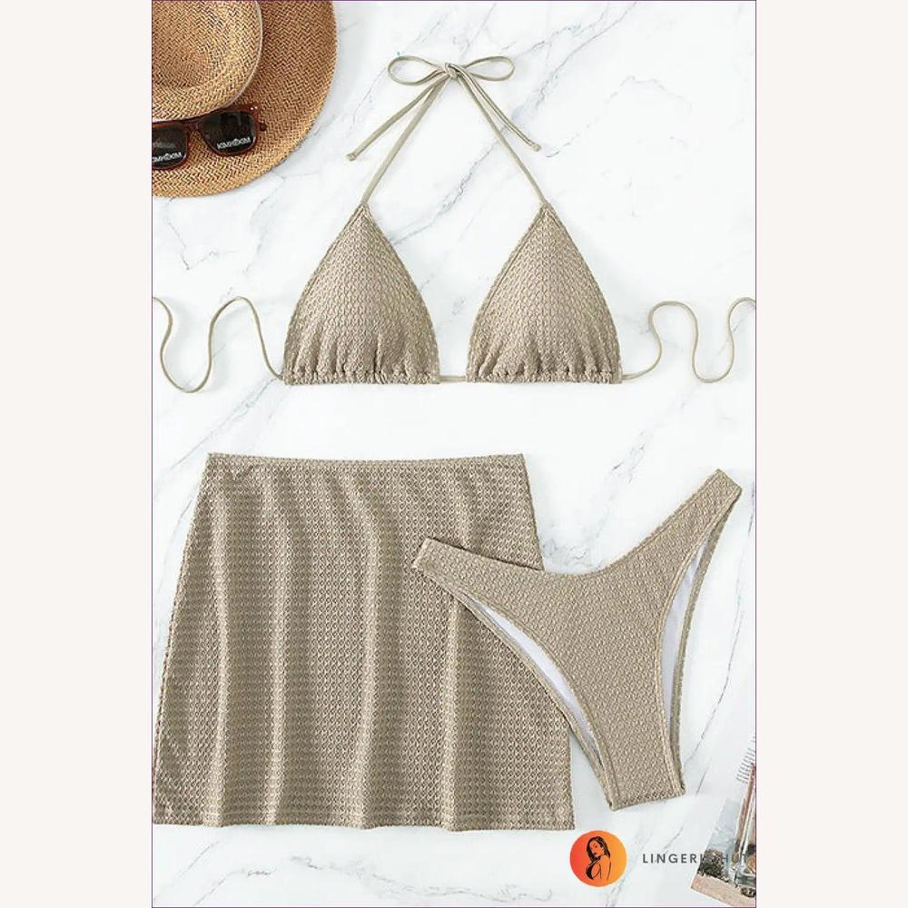 Ensemble de Maillot de Bain Femme à Trois Pièces Élégant – Haut de Bikini et Dissimulateur Grande Taille, Style Estival