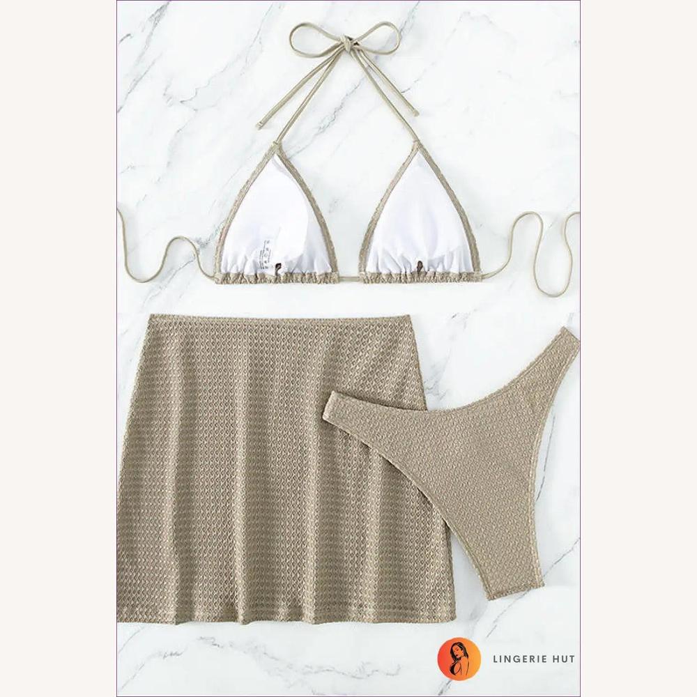 Ensemble de Maillot de Bain Femme à Trois Pièces Élégant – Haut de Bikini et Dissimulateur Grande Taille, Style Estival