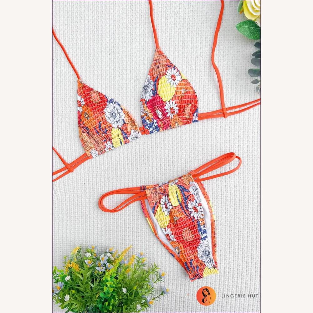 Bikini Floral Fantaisie Femme, Maillot de Bain Été Chic en Polyester Doux et Léger, Ajustement Confortable