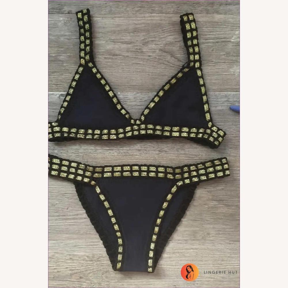 Ensemble de Maillot de Bain Femme en Bikini Triché à la Main – Style Boho Chic, Imprimé Unique en Polyester Premium