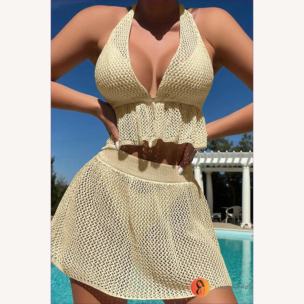 Haut de Maillot de Bain Femme en Tricot avec Détails de Sangle – Style Boho Été, Confortable et Élégant