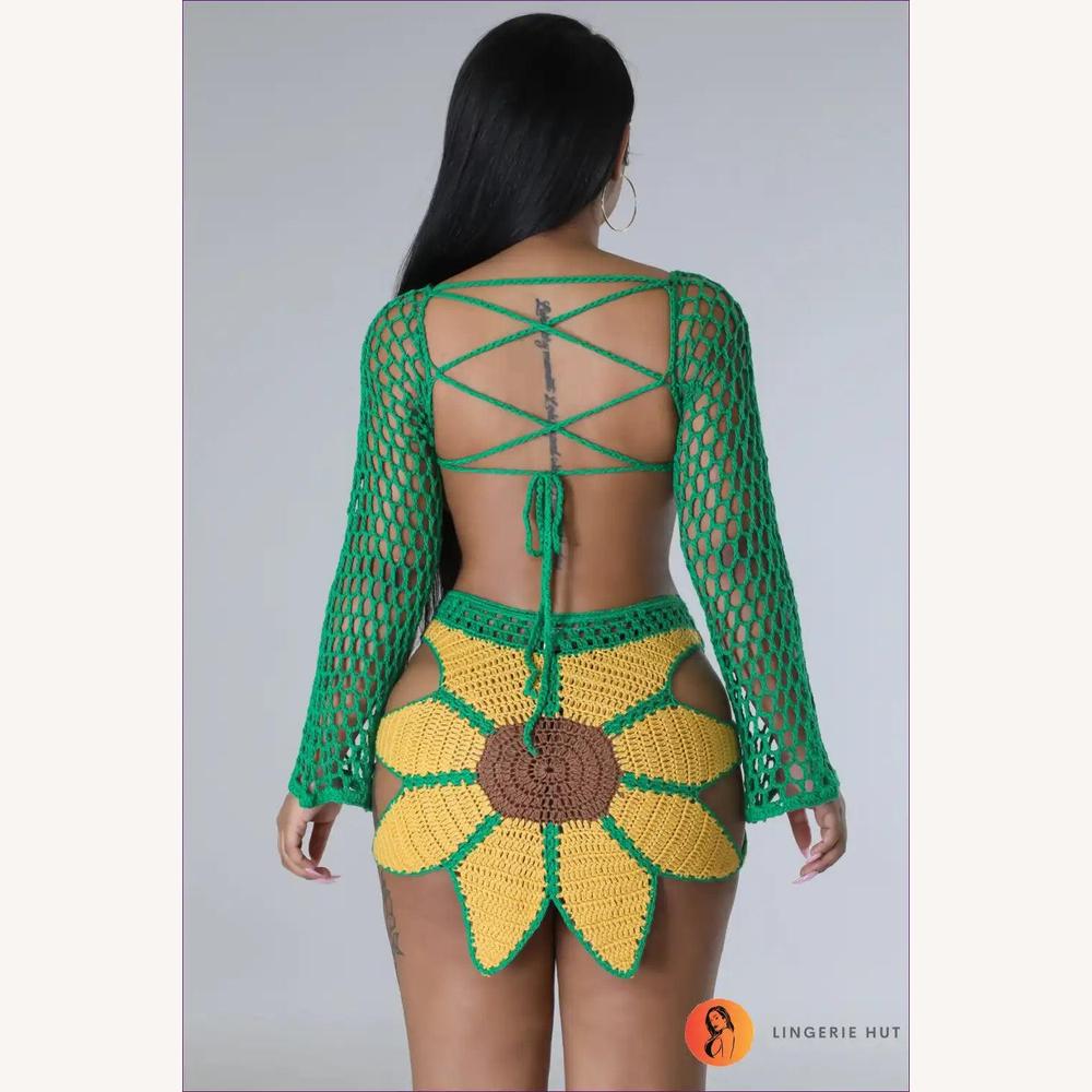 Maillot de Bain Femme 1 Pièce à Tournesol Fait Main – Élégance Artisanale et Confort pour Plage
