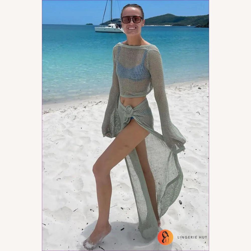 Maillot de Bain Femme Deux Pièces Élégant en Bleu avec Jupe à Fente – Tissu Léger et Confortable, Idéal Plage