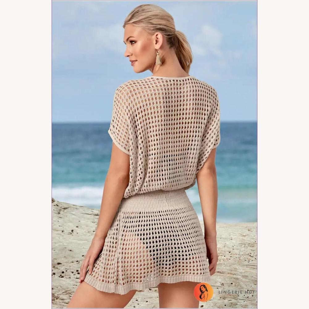 Mini Robe de Plage Femme Transparente à Décolleté en V avec Jupe Patineuse – Élégance Estivale pour Tenue de Plage