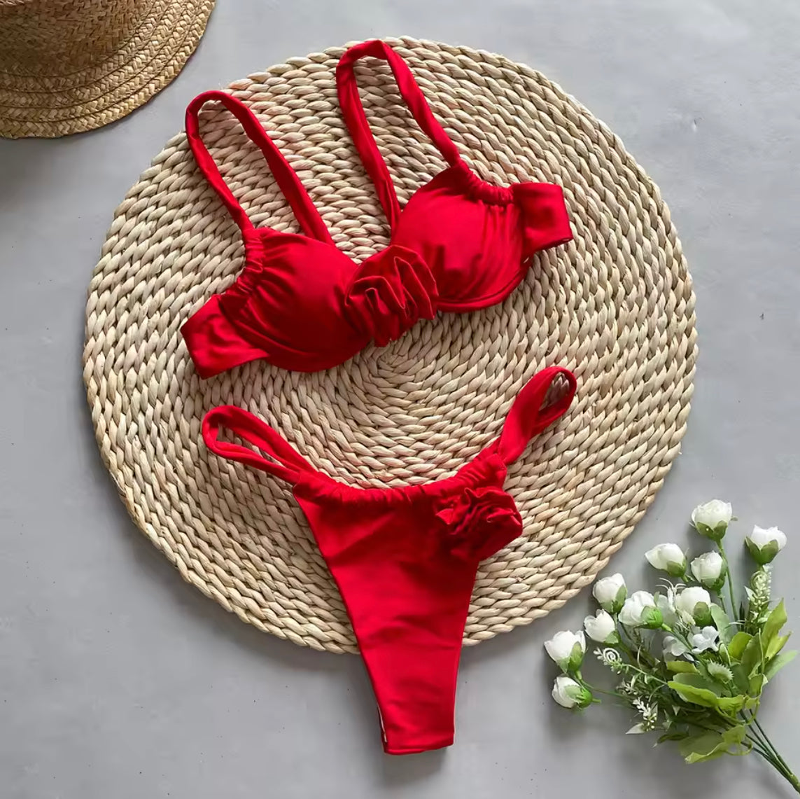Bikini Boho Floral Femme en Nylon – Maillot de Bain Élégant pour Plage et Piscine, Confort Optimal et Style Chic