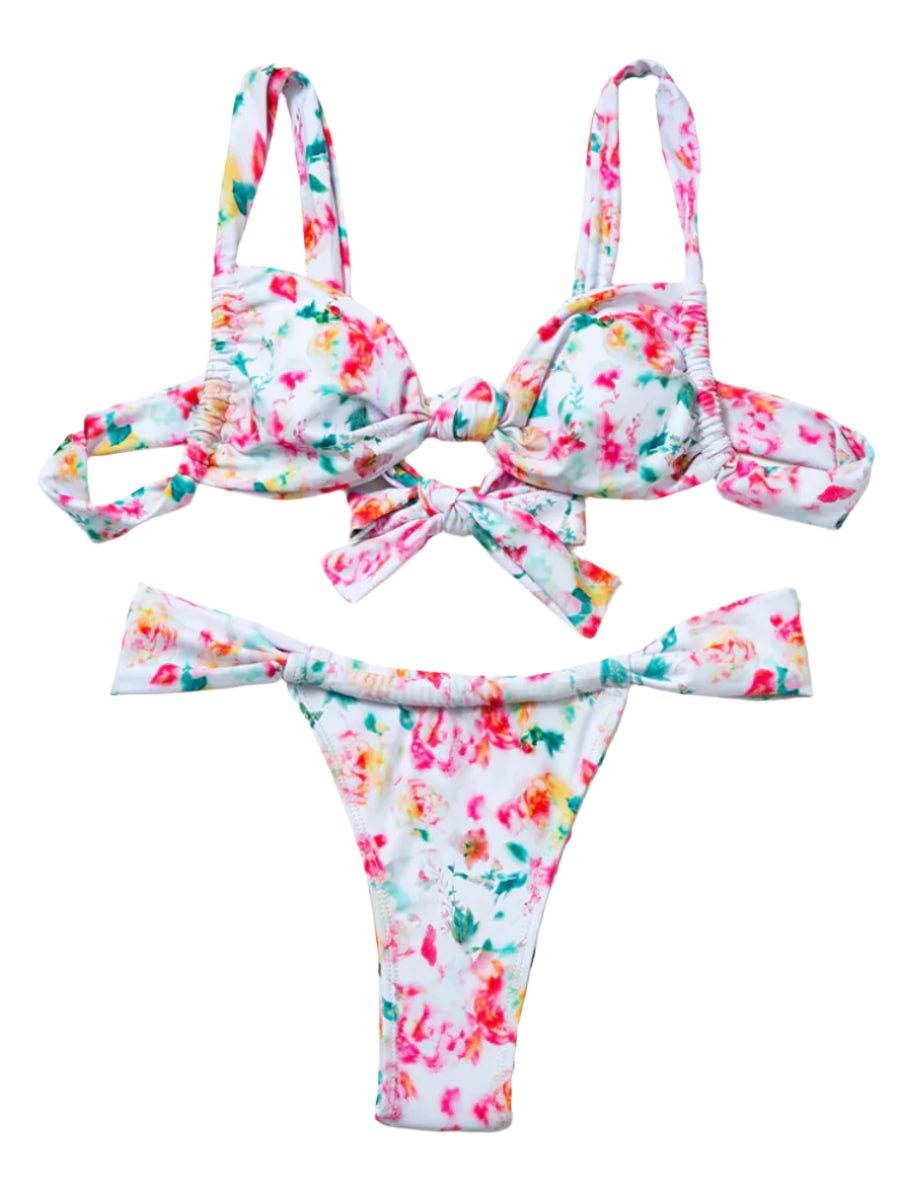 Floral Bikini Set for Women with Adjustable Straps – Elegant Swimsuit for Beach and Pool