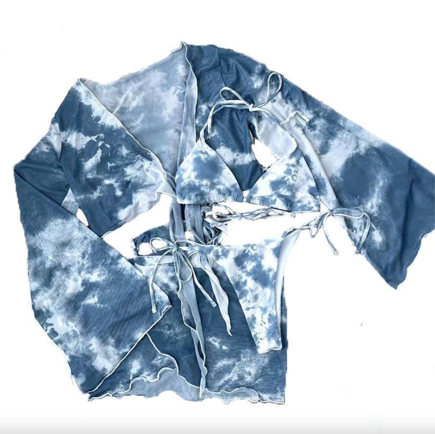 Floral Side Tie Bikini Set for Women with Elegant Cover-Up - Chic Women's Swimsuit