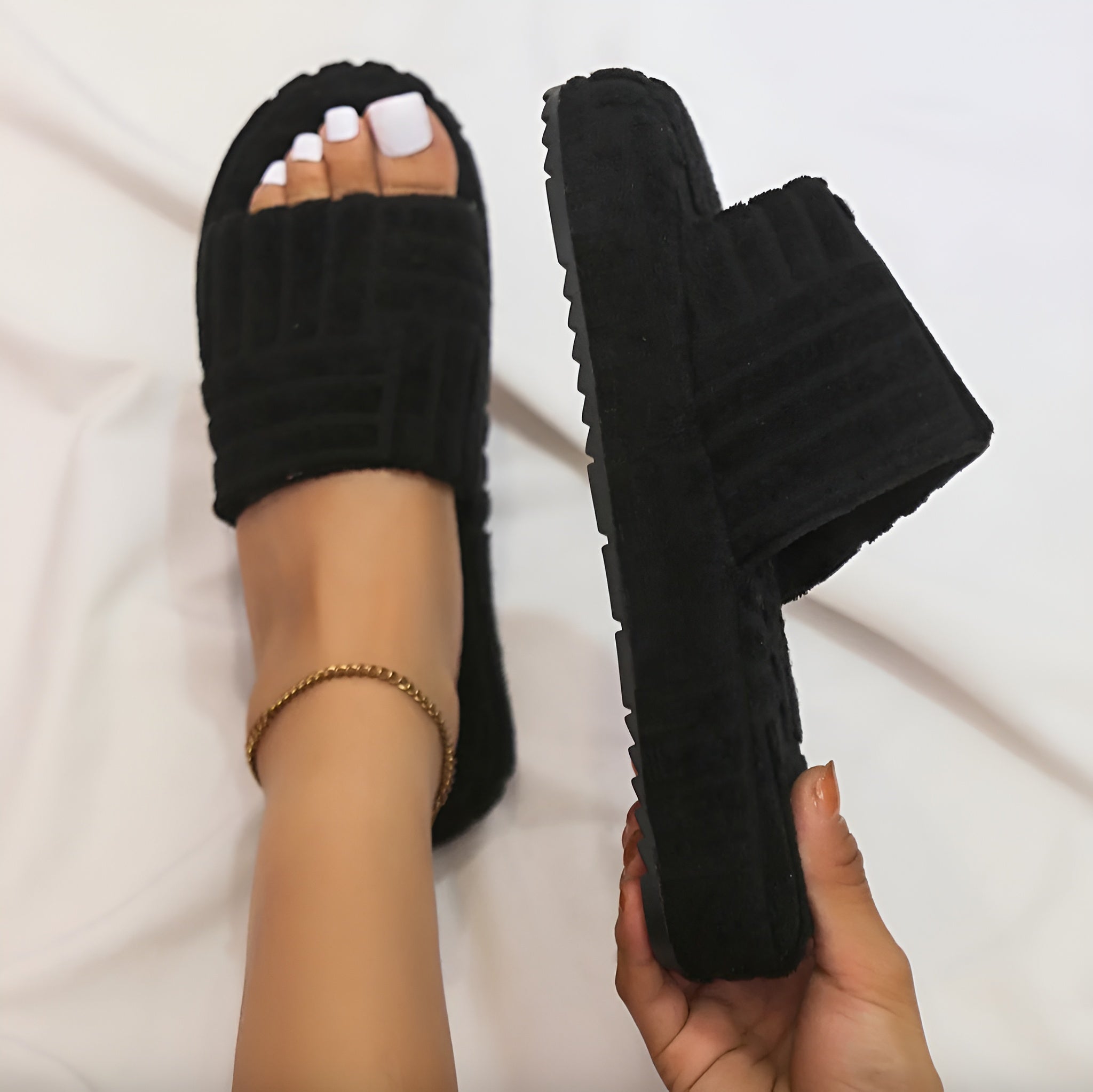 Chaussons Femme Éponge Douce Taille Unique Antidérapante