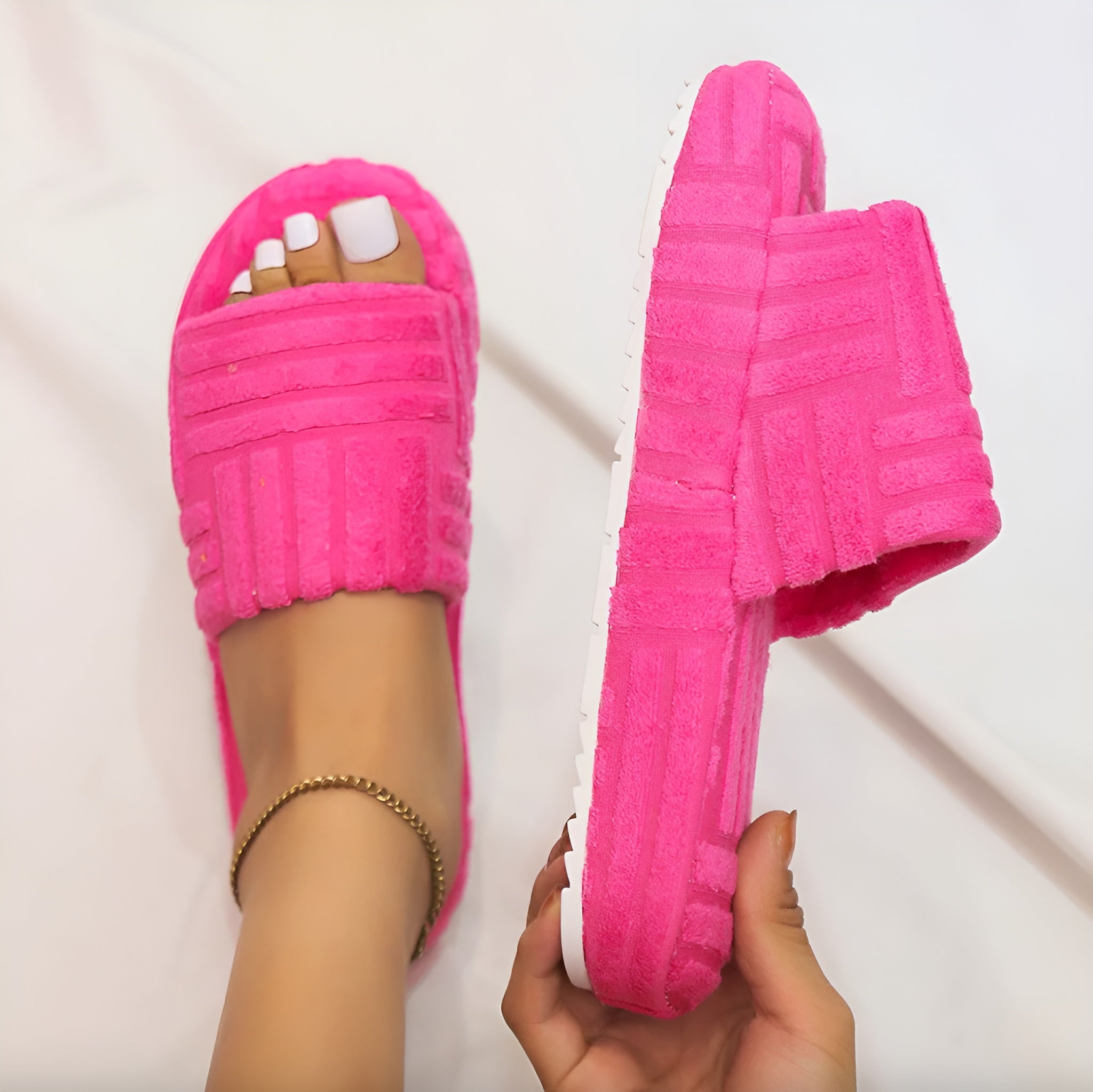 Chaussons Femme Éponge Douce Taille Unique Antidérapante
