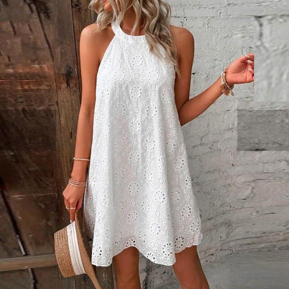 Robe de Soirée Élégante en Dentelle Sans Manches pour Femme - Encolure Ronde, Coupe Flatteuse, Idéale pour Événements Spéciaux