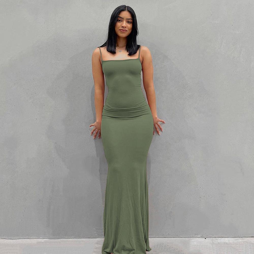 Robe Longue Femme Noire Été – Robe Maxi Bodycon Élégante en Tissu Léger pour Un Look Sophistiqué