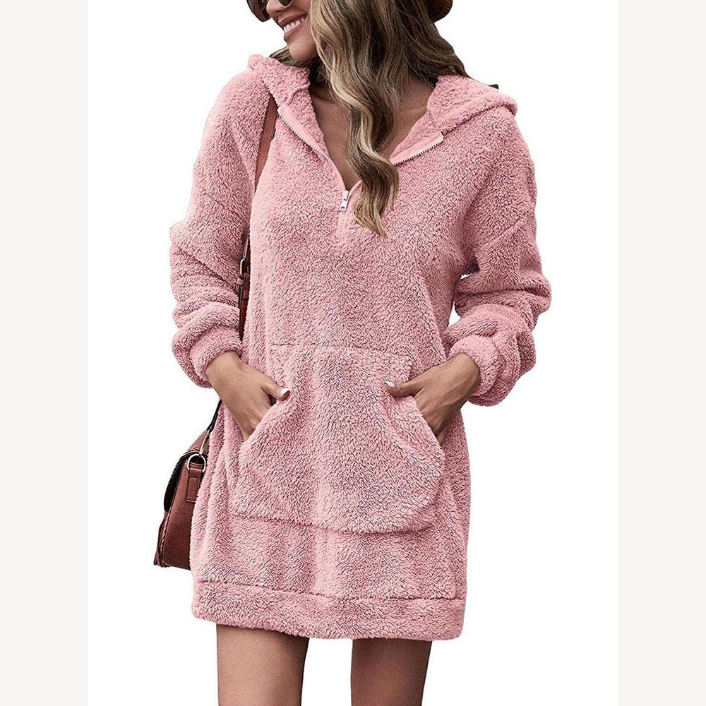 Long Casual Women's Dress with Hood in Soft Cotton – Comfort and Elegance for an Urban Style