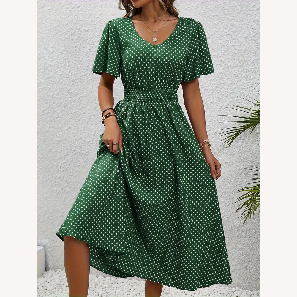 Variant image for Robe Femme Décontractée à Manches Courtes avec Taille Froncée et Imprimé Coloré – Tissu Doux et Respirant-21