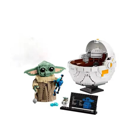 1048-Piece Cartoon Series Building Blocks Set with Grogu and Hover Pram – Assembled Toy for Kids