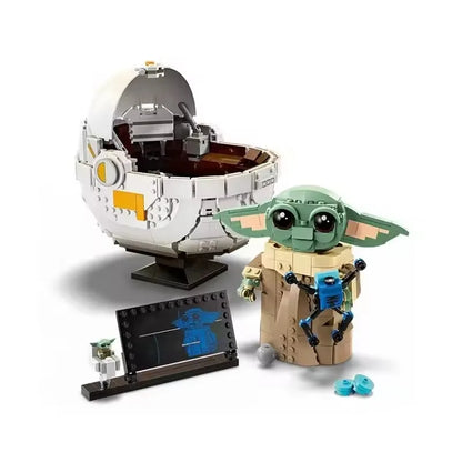 1048-Piece Cartoon Series Building Blocks Set with Grogu and Hover Pram – Assembled Toy for Kids