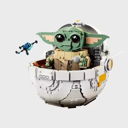 1048-Piece Cartoon Series Building Blocks Set with Grogu and Hover Pram – Assembled Toy for Kids