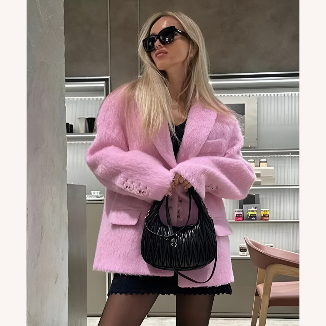 Veste Blazer Femme Noir Taille L Fausse Fourrure Polyester