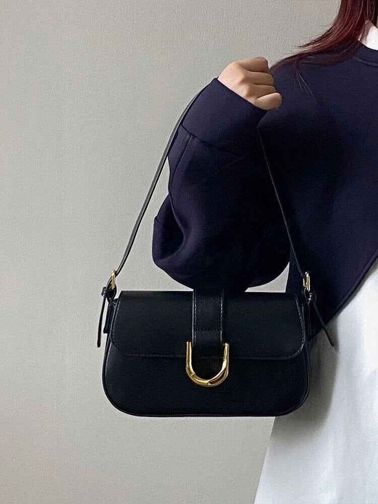 Patent Leather Shoulder Bag for Women – Chic and Elegant Bag with Buckle and Shiny Finish