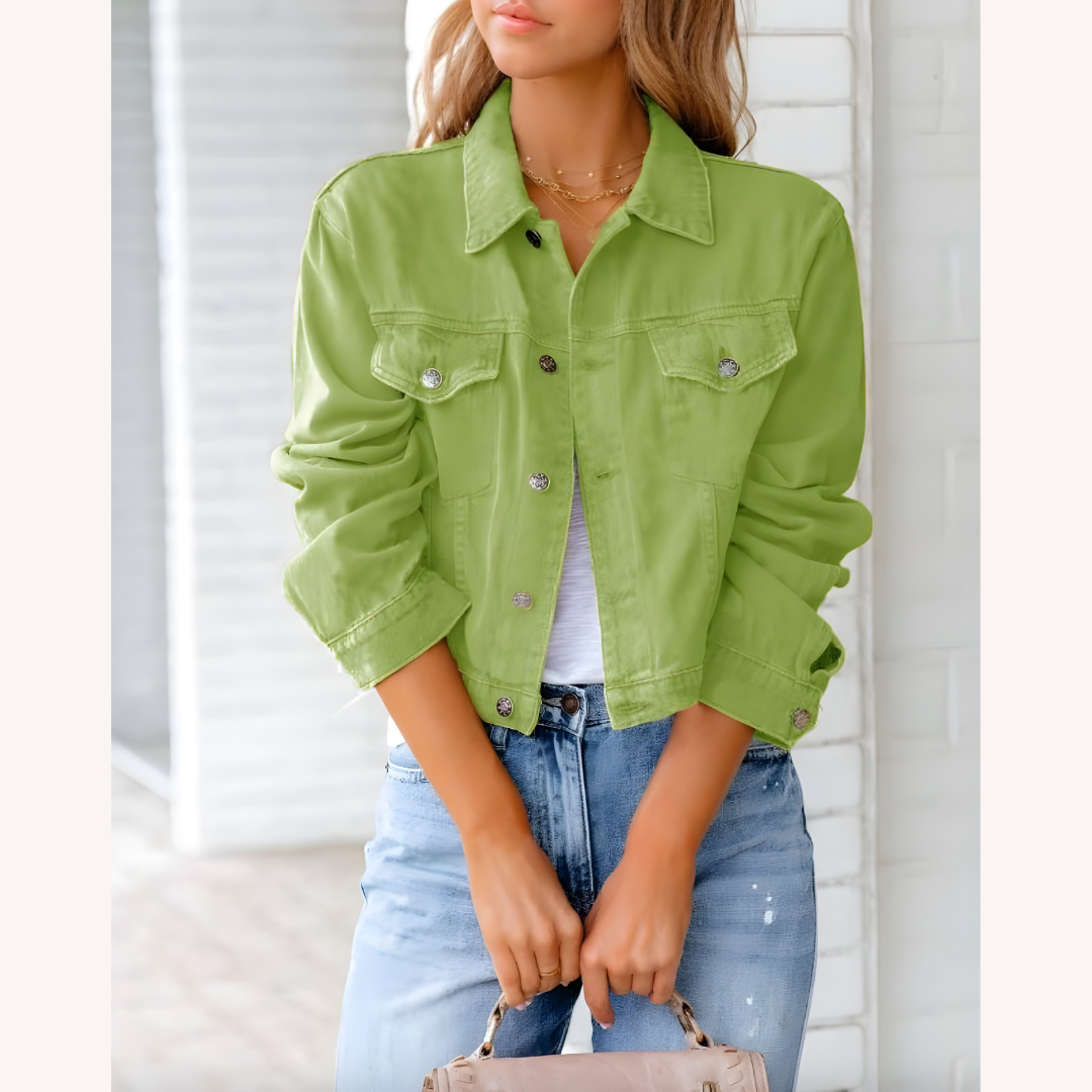 Women's Pink Denim Jacket Size M 100% Cotton