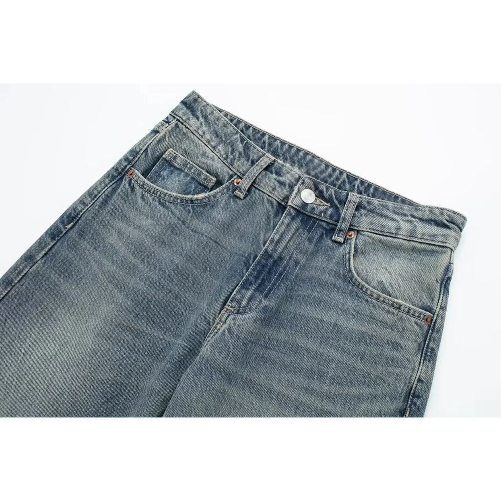 Jean Femme Taille Haute Bleu Clair Taille M Denim Élastique