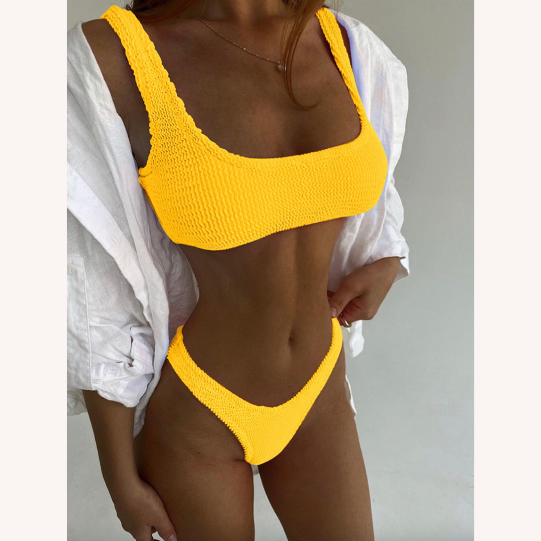 Ensemble de Bikini Push-Up Femme – Maillot de Bain Élégant en Polyester et Nylon, Coupe Brésilienne, Idéal Plage et Piscine