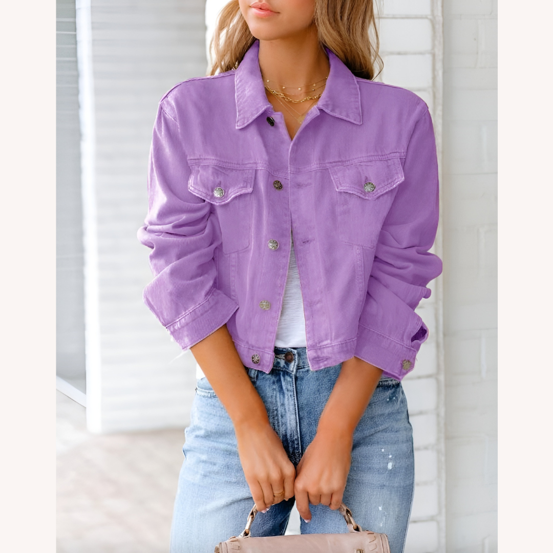 Women's Pink Denim Jacket Size M 100% Cotton