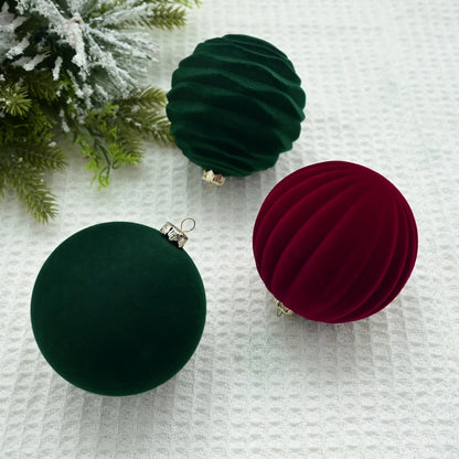 12PCS 8CM Velvet Christmas Ball Ornaments for Holiday Decorations – Red Plush Decorative Balls