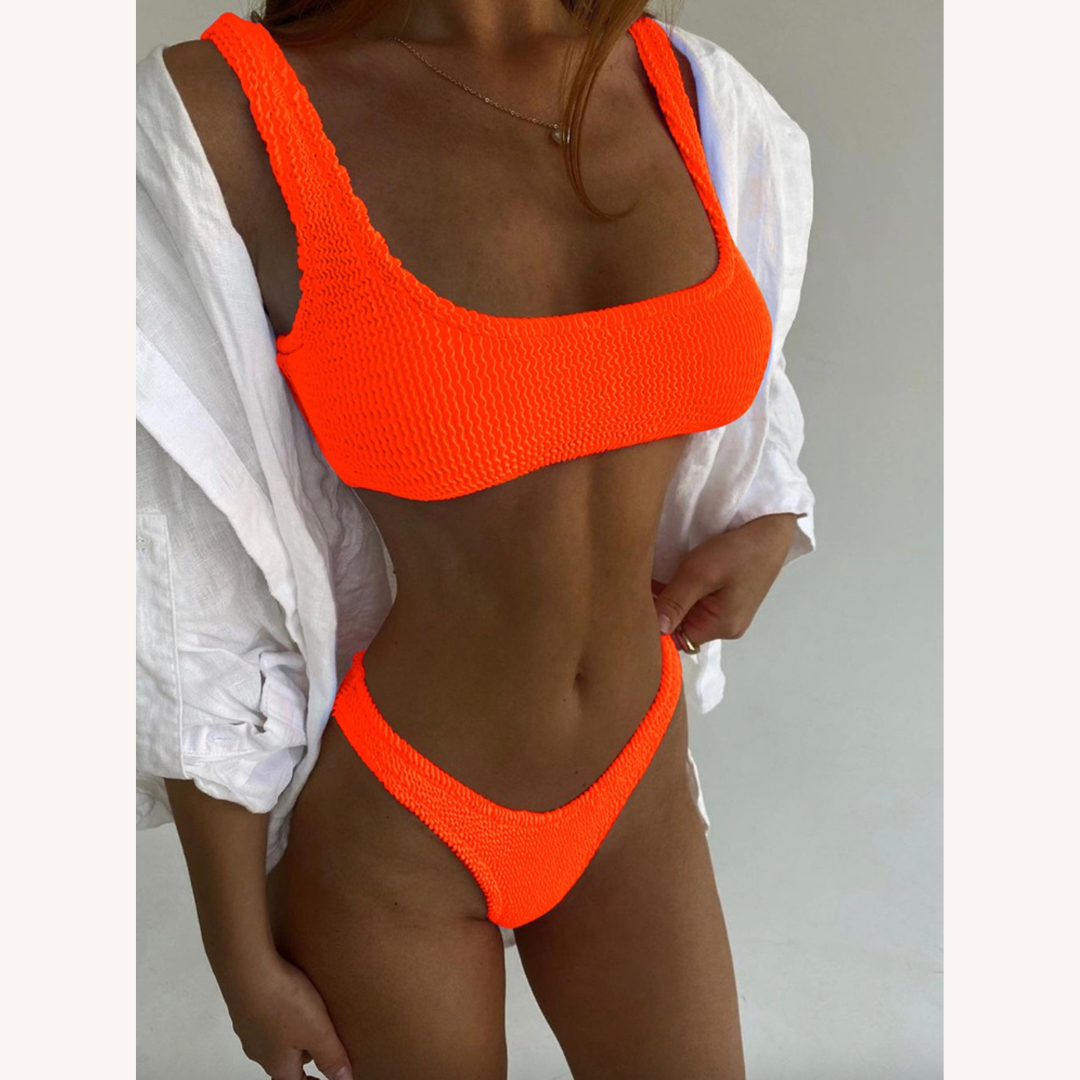 Women's Push-Up Bikini Set – Elegant Swimsuit in Polyester and Nylon, Brazilian Cut, Ideal for Beach and Pool