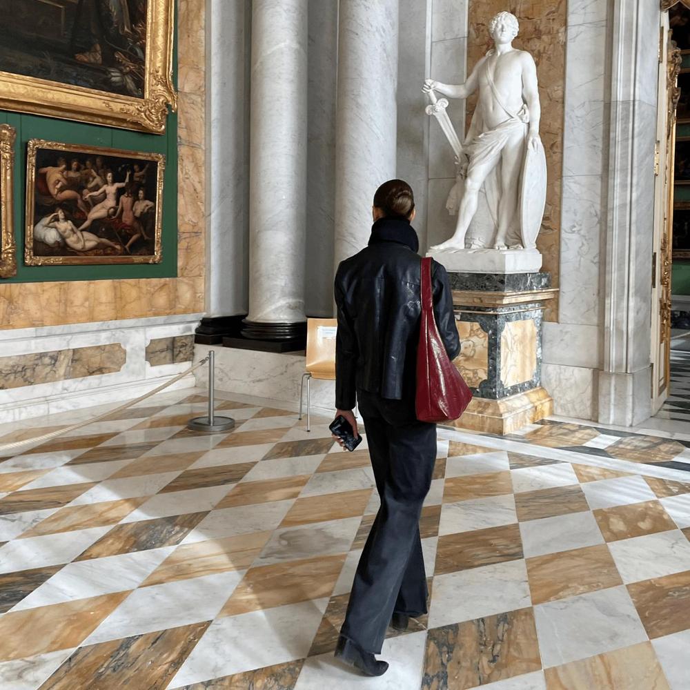 Women's Vegan Leather Shoulder Bag, Semi-Circular Design for 13-inch Macbook, Elegant and Practical