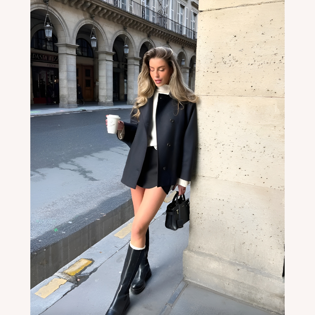 Women's Winter Coat Beige Size M Wool Blend Oversize