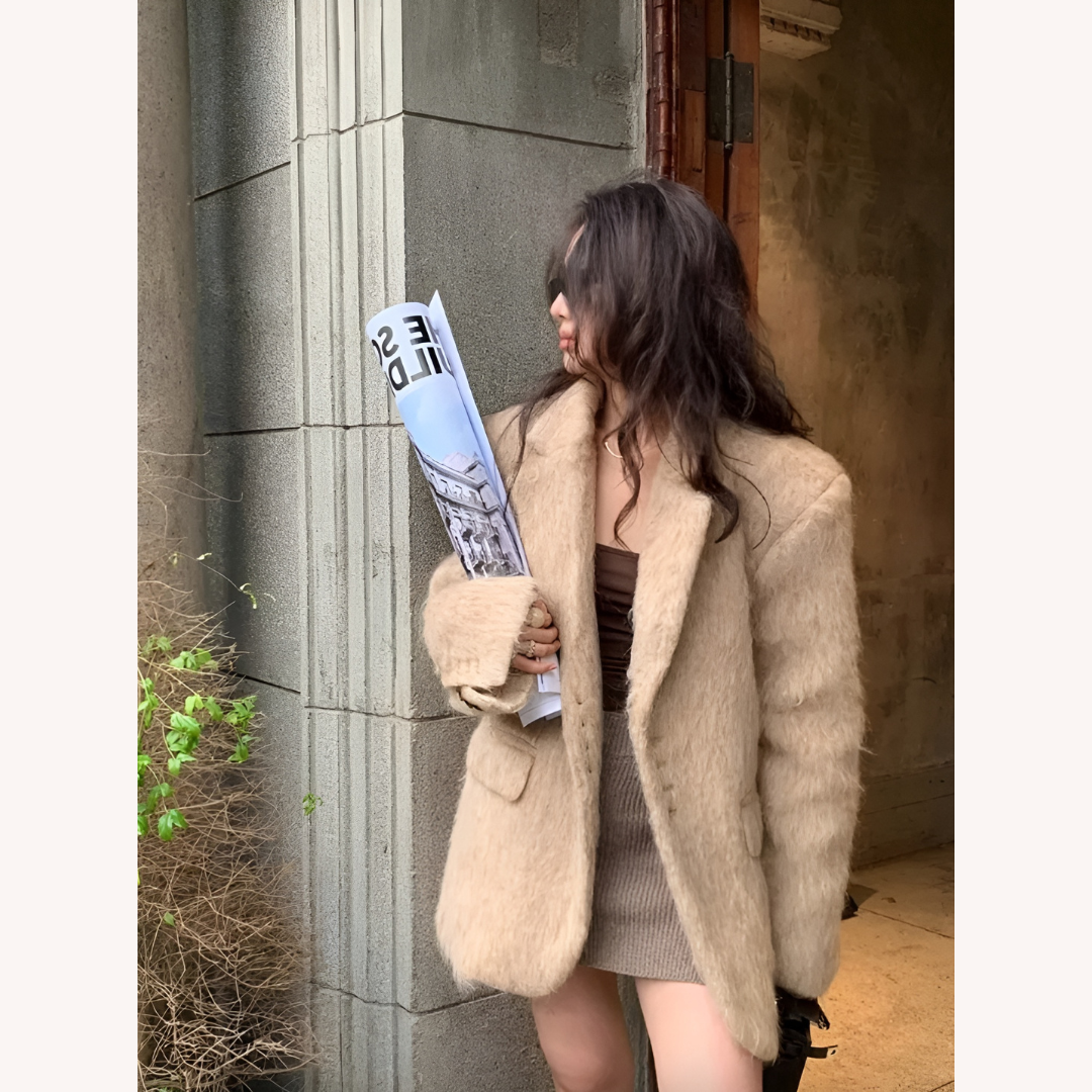 Women's Blazer Jacket  Faux Fur Polyester