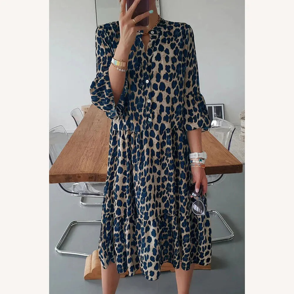 Robe de Soirée Élégante à Motif Léopard pour Femme – Silhouette Ajustée et Chic, Idéale pour Printemps et Été