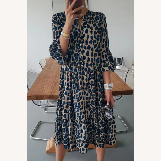 Elegant Leopard Print Evening Dress for Women – Fitted and Chic Silhouette, Ideal for Spring and Summer