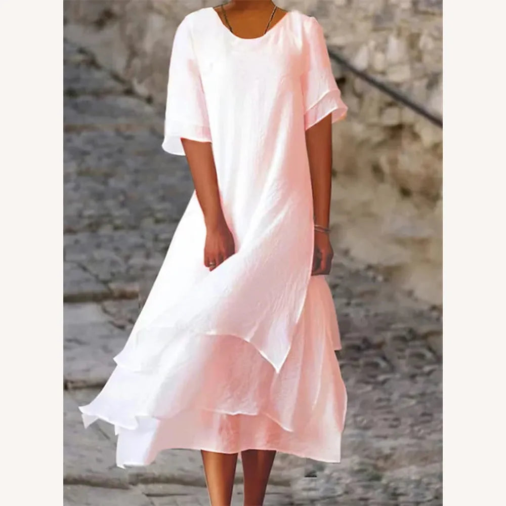Robe Longue Femme en Coton Doux, Élégante et Confortable pour le Printemps – Silhouette Flatteuse et Détails Soignés