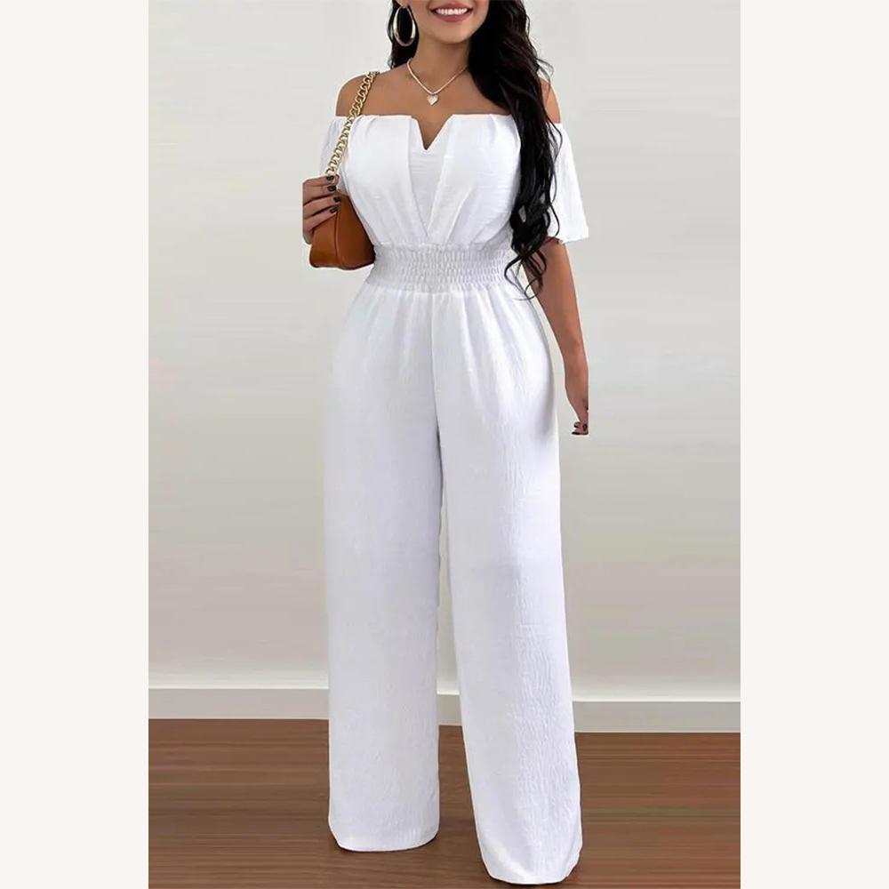 Variant image for Combinaison Femme Chic Abricot Taille S Polyester Épaules Dénudées-6