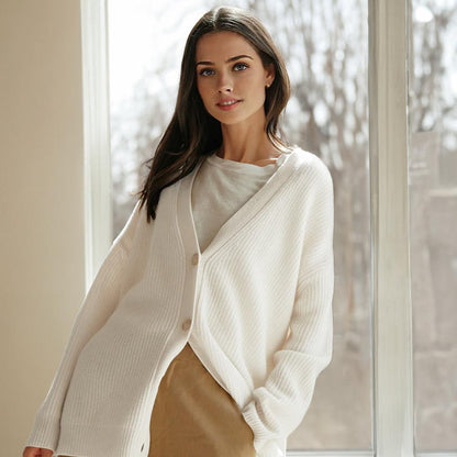 Oversize Cardigan Women in Soft Knit – Comfort and Elegance, Long Sleeves, Button Closure, Multi-Colors