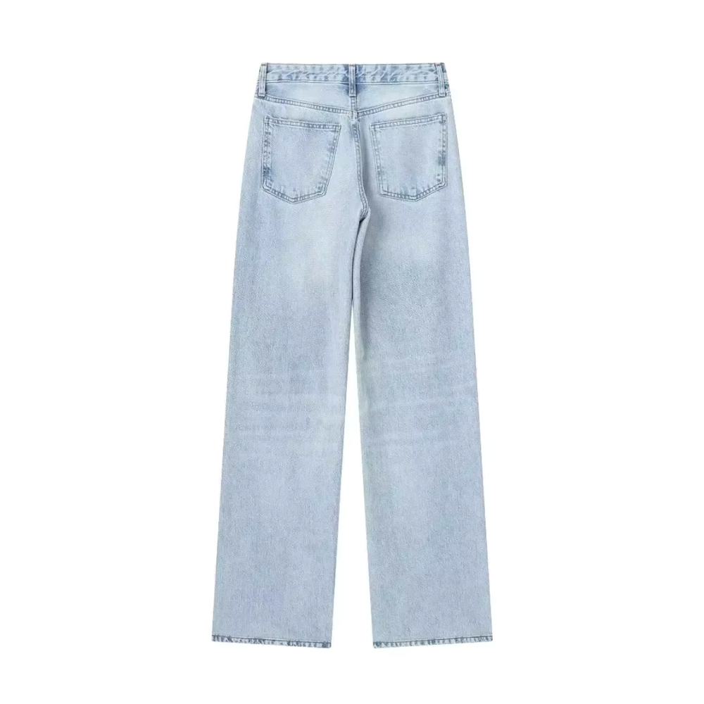 Women's Jeans High Waist Light Blue Size M Stretch Denim